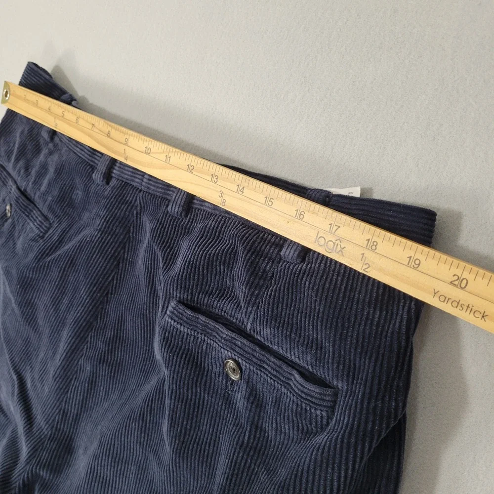 Brooks Brothers Corduroy Pants Mens 38x27* Navy Blue Elliot Pleated 100% Cotton‎